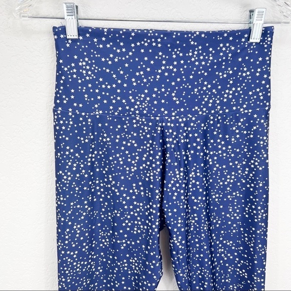 Onzie Star Spangled Midi Length Leggings Blue White High Waist M/L - Picture 3 of 7